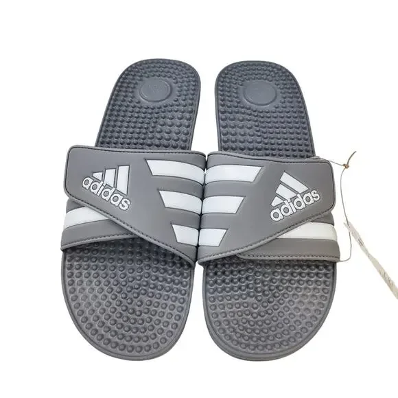 Adidas Adissage Slides Sandal Grey & White Men's 16 New Casual Pool Beach HQ4373 - Picture 4 of 8